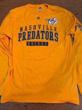 Majestic Nashville Predators Yellow Long-Sleeve Hockey Tee